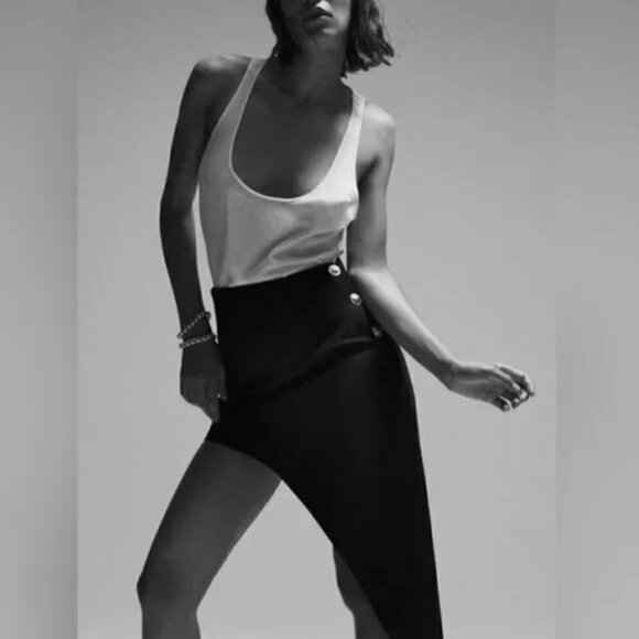 ZARA nwt ASYMMETRIC BUTTON SKIRT - small - Picture 2 of 8